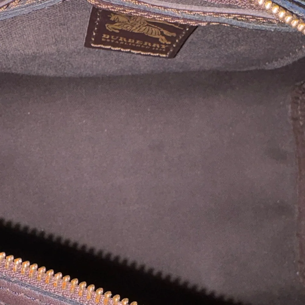 Authentic Burberry Haymarket Check Coated Canvas Northfield Bag/Boston Bag